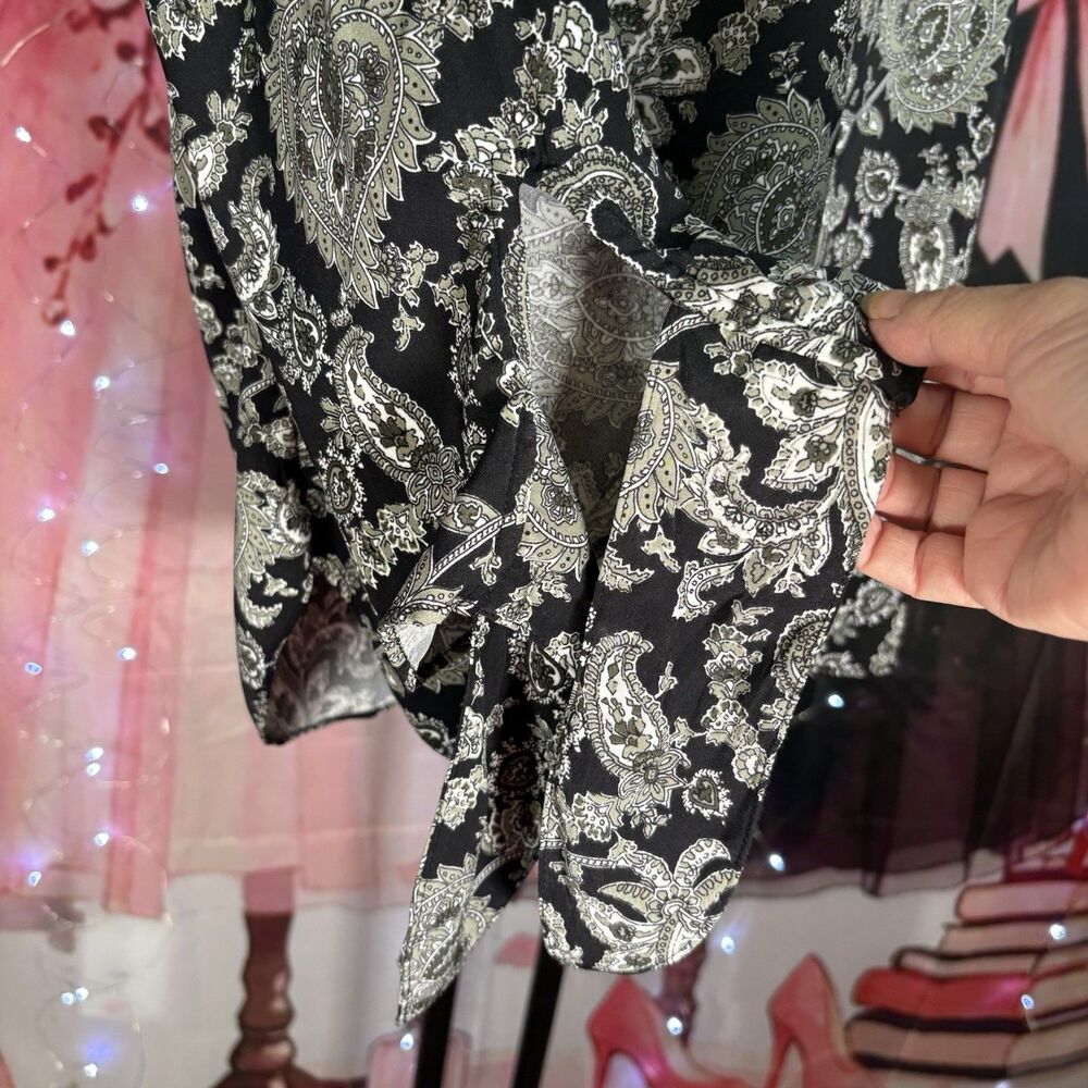 New Michael Kors Blouse  ABSTRACT ARTISIAN GRAPHITE TAILORED FIT SZ L - Picture 5 of 16